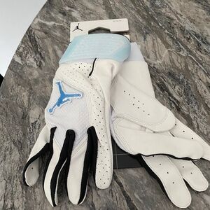 Nike Jordan Fly Baseball / Softball Batting Gloves White Carolina Blue XXL New